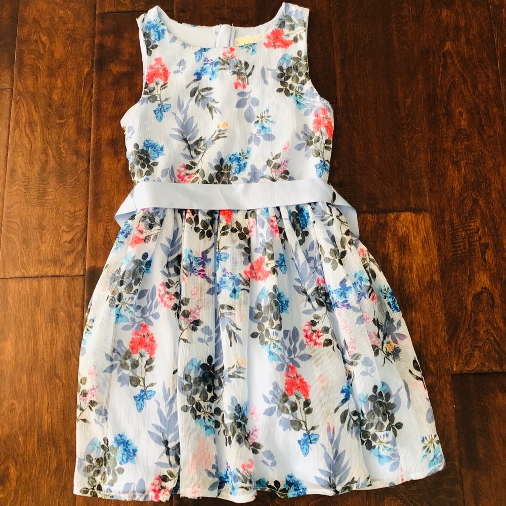 Girls floral baby blue dress